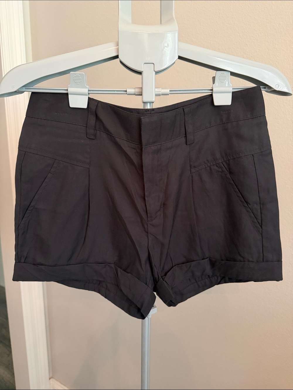 Vince Black High-Waist Cuffed Shorts